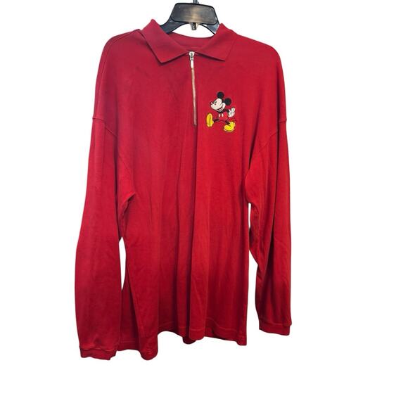 The Disney Store Womans Mickey Mouse Embroidered Long Sleeve 1/4 Zip Shirt Large - Picture 1 of 7
